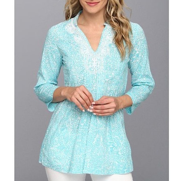 Lilly pulitzer sarasota beaded tunic shorely blue ice cake small S - Picture 1 of 6